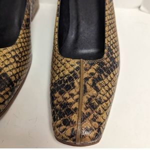 No.6 Faux Snake Print Leather Pumps Block Heel Women's Size 8